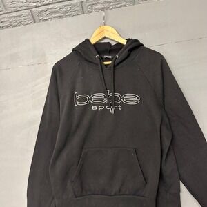 Bebe Sport Black Hoodie Sportswear Athletic Logo Pullover Women's